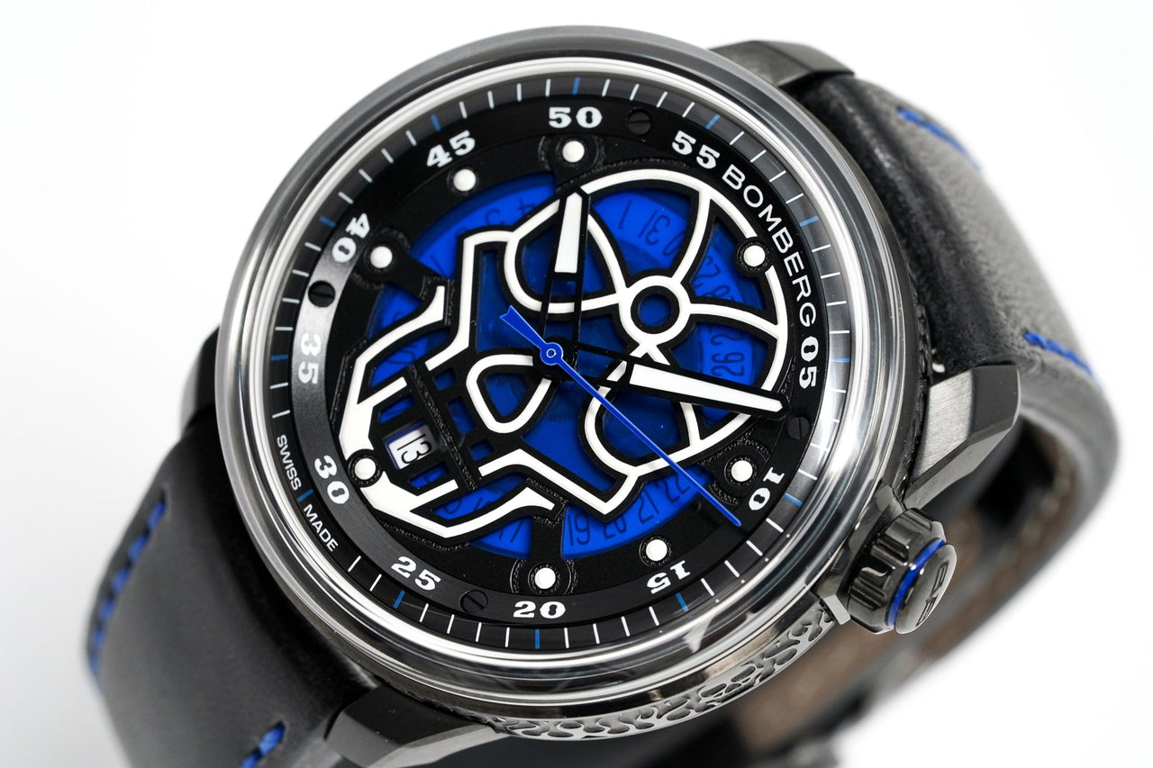 Bomberg Men's Watch BB-01 Black PVD Blue Skull CT43APBA.23-2.11 - Watches & Crystals