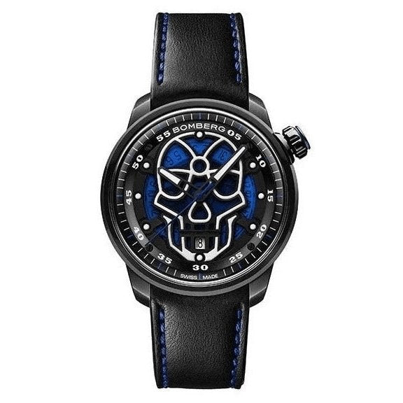 Bomberg Men's Watch BB-01 Black PVD Blue Skull CT43APBA.23-2.11 - Watches & Crystals