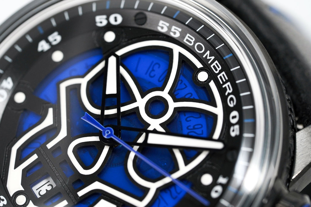 Bomberg Men's Watch BB-01 Black PVD Blue Skull CT43APBA.23-2.11 - Watches & Crystals