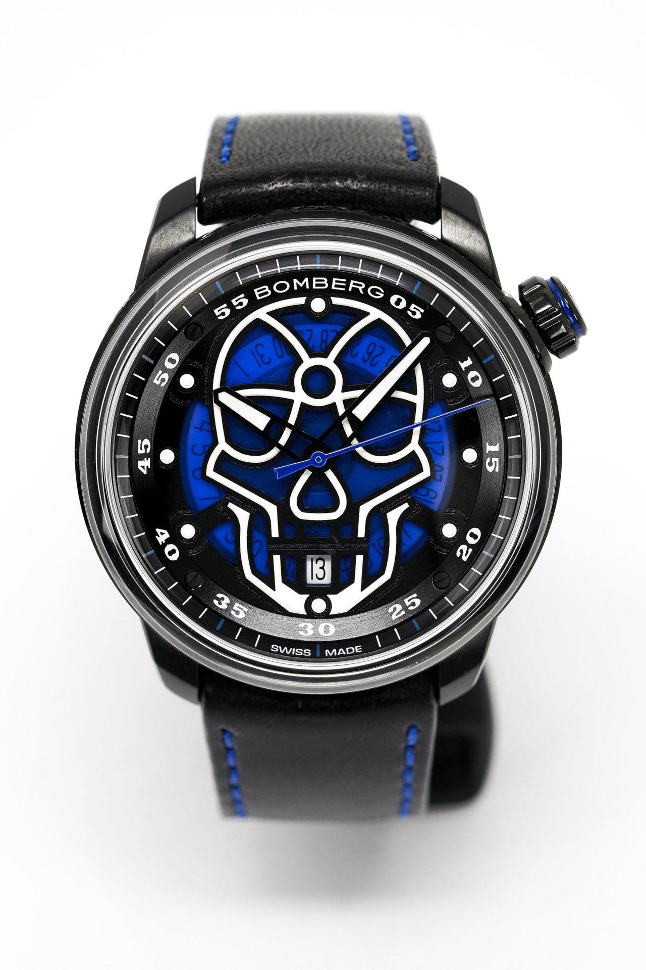 Bomberg Men's Watch BB-01 Black PVD Blue Skull CT43APBA.23-2.11 - Watches & Crystals