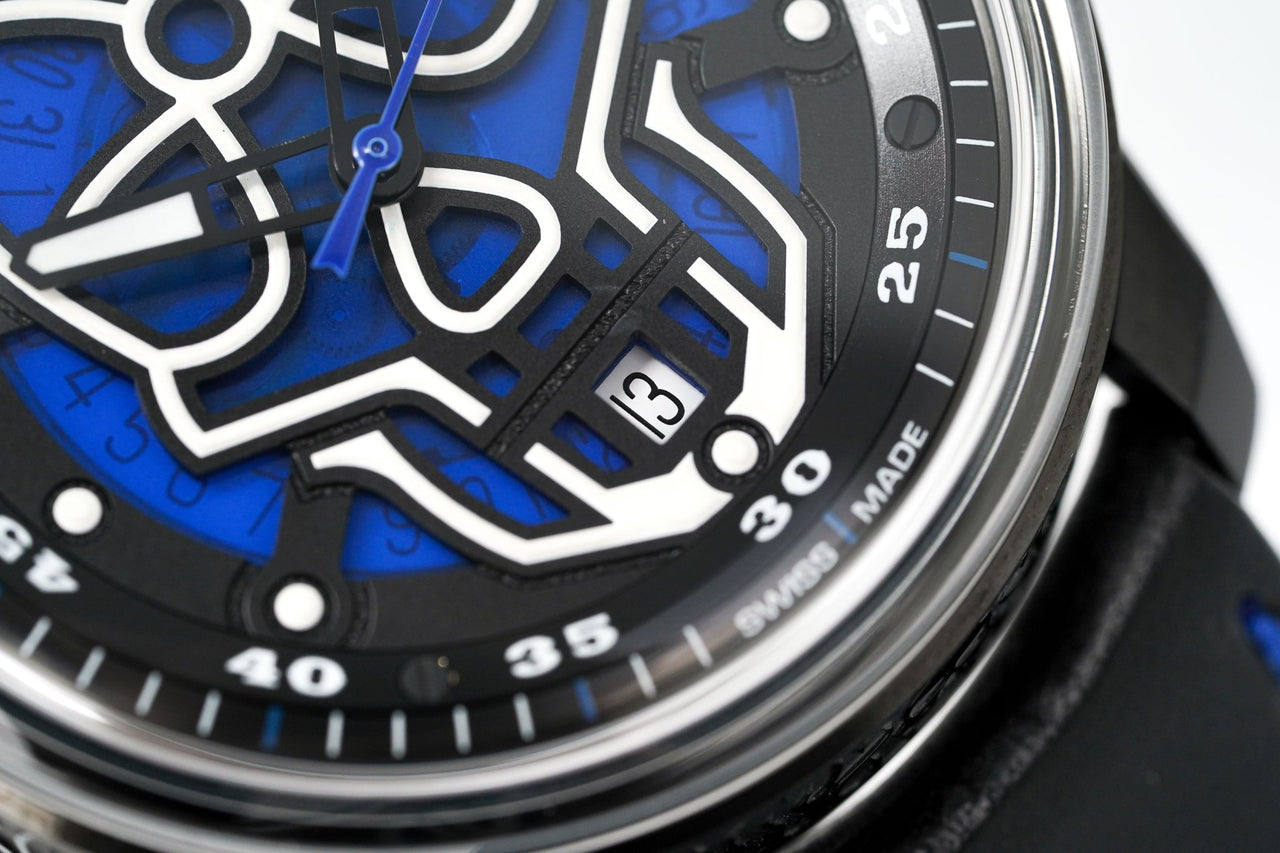 Bomberg Men's Watch BB-01 Black PVD Blue Skull CT43APBA.23-2.11 - Watches & Crystals