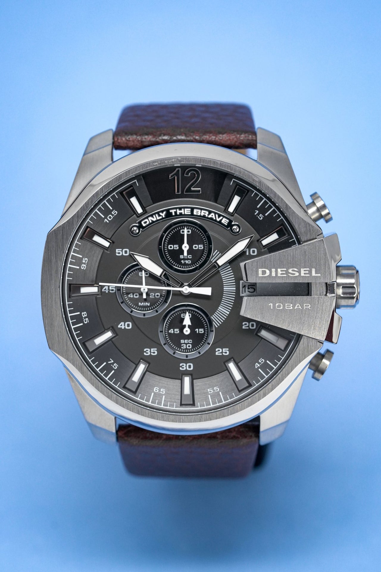 Diesel Men\'s Watch Watches Grey Brown – Chief & Crystals Chronograph Mega
