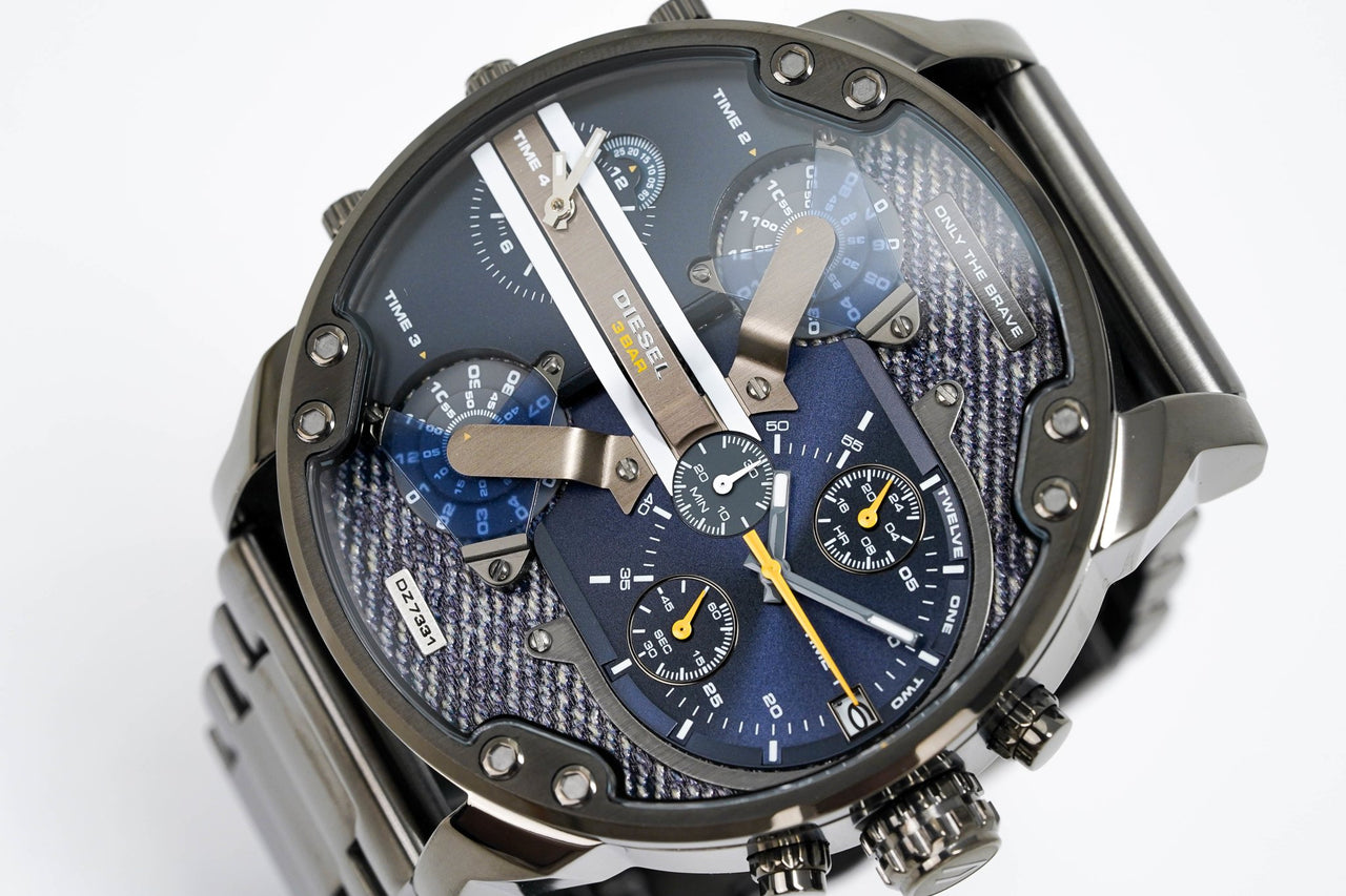 Diesel Men\'s Chronograph Watch Mr 2.0 Black – Watches DZ7331 Daddy Crystals Blue 