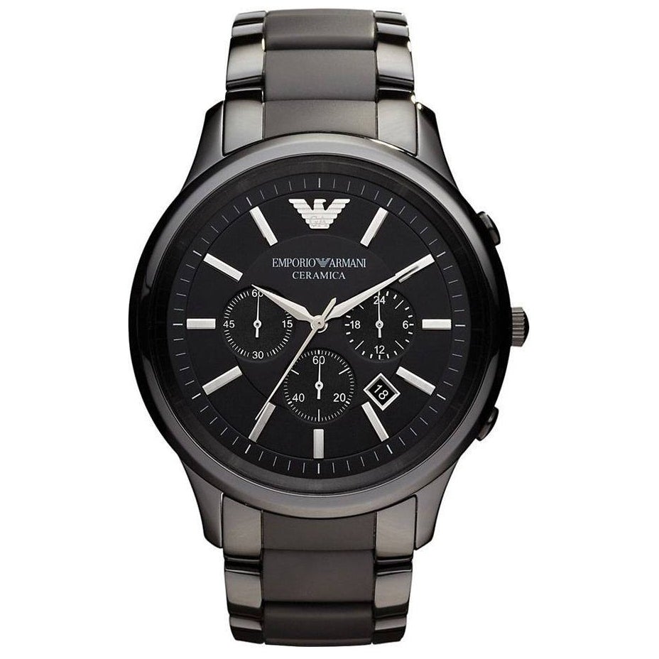 Emporio Armani & Ceramica Watch Watches AR1451 Men\'s Chronograph Black – Crystals