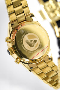 Emporio AR5857 Men\'s Crystals Chronograph Watches Gold PVD Watch – & Armani