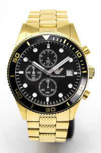 & Watch Armani Watches Gold Emporio Crystals Men\'s AR5857 – Chronograph PVD