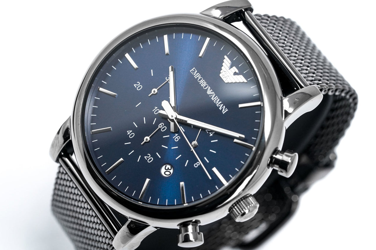 Emporio Armani Men\'s Crystals Watches AR1979 & – Watch Gunmetal Chronograph