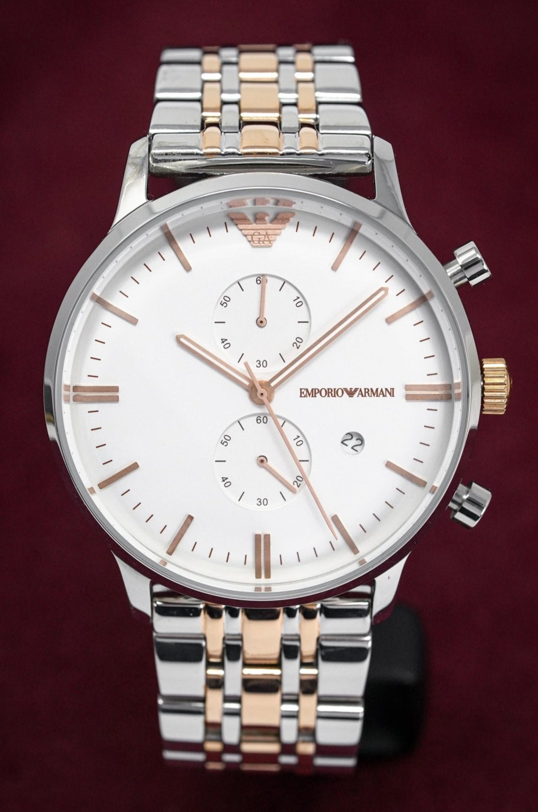 Emporio Armani Men's Chronograph Watch Rose Gold Steel AR0399