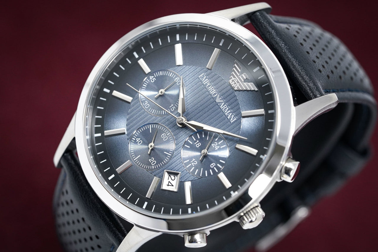 Renato AR2473 Blue Armani Emporio Chronograph Crystals & Watches Men\'s – Watch
