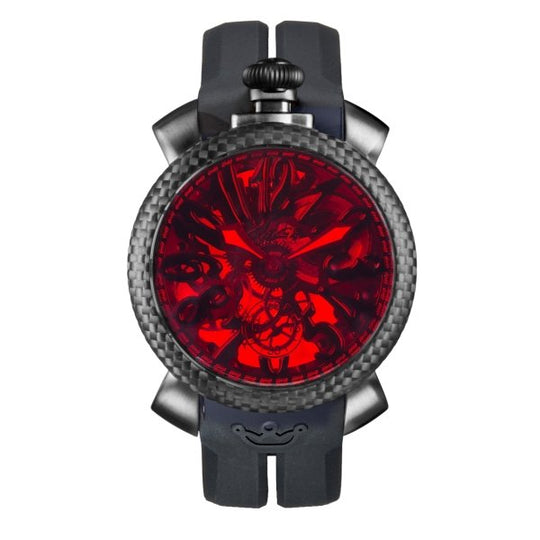 GaGà Milano Watch Skeleton 48MM Red Black Carbon – Watches 
