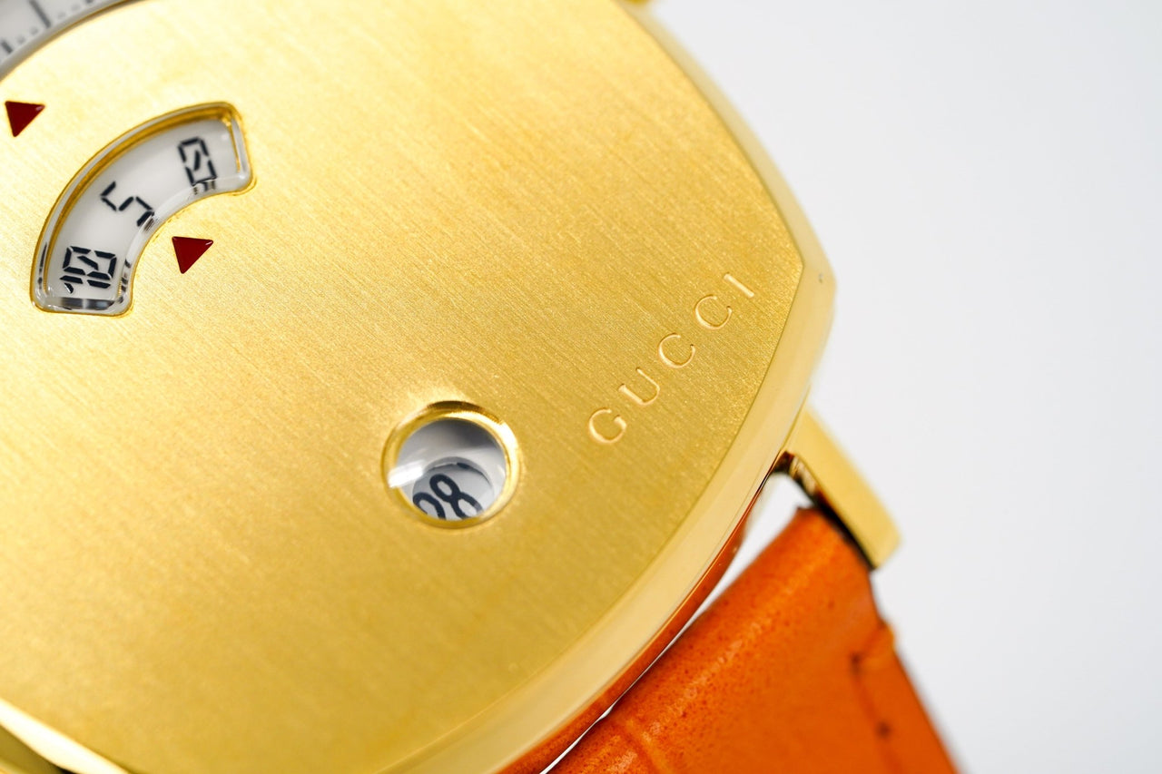 Gucci Watch Grip 35mm Gold PVD Orange Alligator YGA15026 - Watches & Crystals