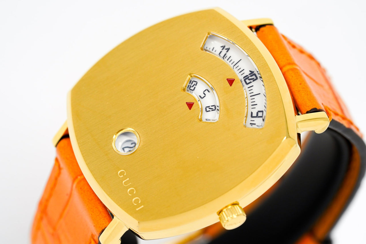 Gucci Watch Grip 35mm Gold PVD Orange Alligator YGA15026 - Watches & Crystals