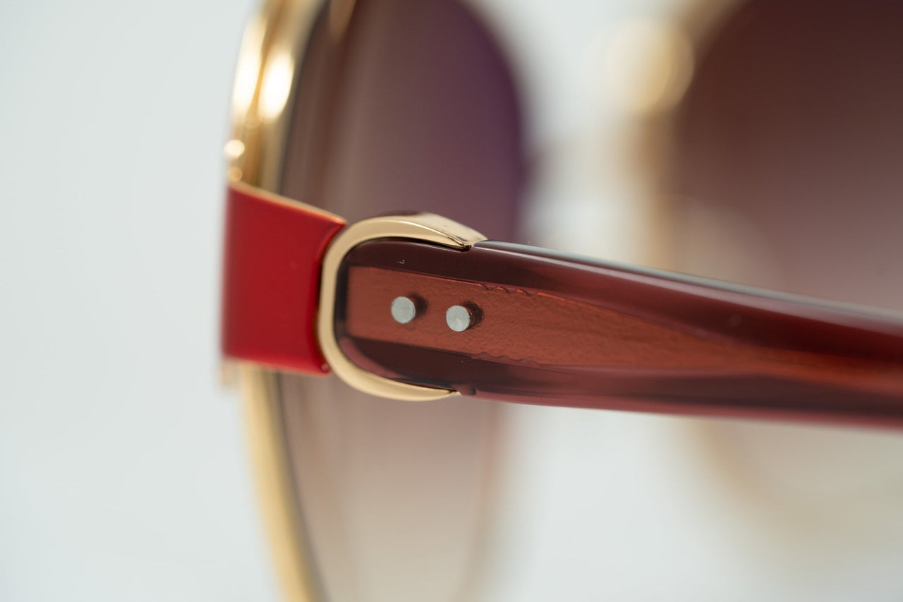 Oscar De La Renta Sunglasses Oversized Frame Russian Gold Red Enamel With Grey Lenses - ODLR50C4SUN - Watches & Crystals