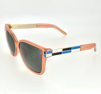Thumbnail for Oscar De La Renta Sunglasses Oversized Orange Enamel Arms and Green Lenses Category 3 - ODLR21C5SUN - Watches & Crystals