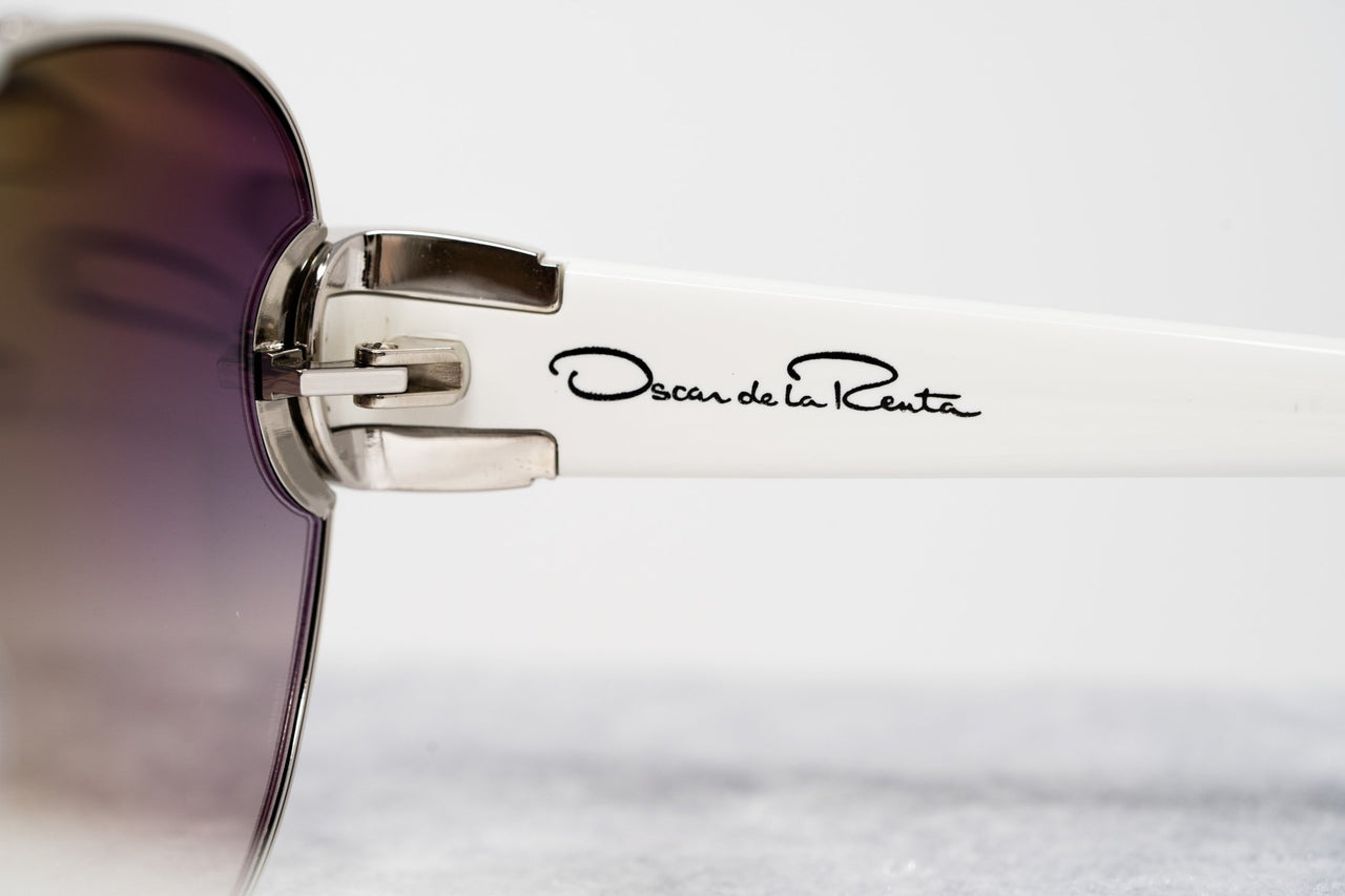 Oscar De La Renta Women Sunglasses White Silver and Dark Grey Lenses Category 3 - ODLR53C3SUN - Watches & Crystals