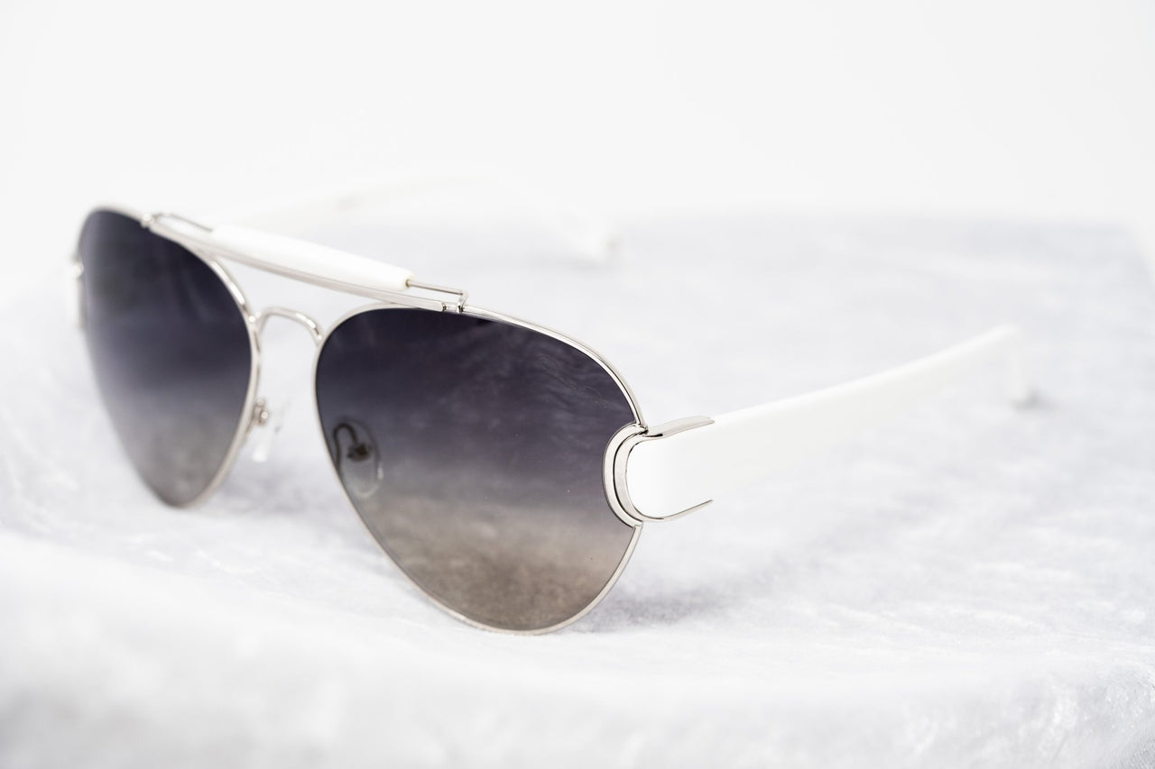 Oscar De La Renta Women Sunglasses White Silver and Dark Grey Lenses Category 3 - ODLR53C3SUN - Watches & Crystals