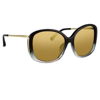 Thumbnail for Prabal Gurung Sunglasses Oversized Female Black to Clear/Gold Frame Category 2 Gold Mirror Lenses PG23C1SUN - Watches & Crystals