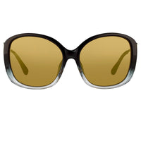 Thumbnail for Prabal Gurung Sunglasses Oversized Female Black to Clear/Gold Frame Category 2 Gold Mirror Lenses PG23C1SUN - Watches & Crystals