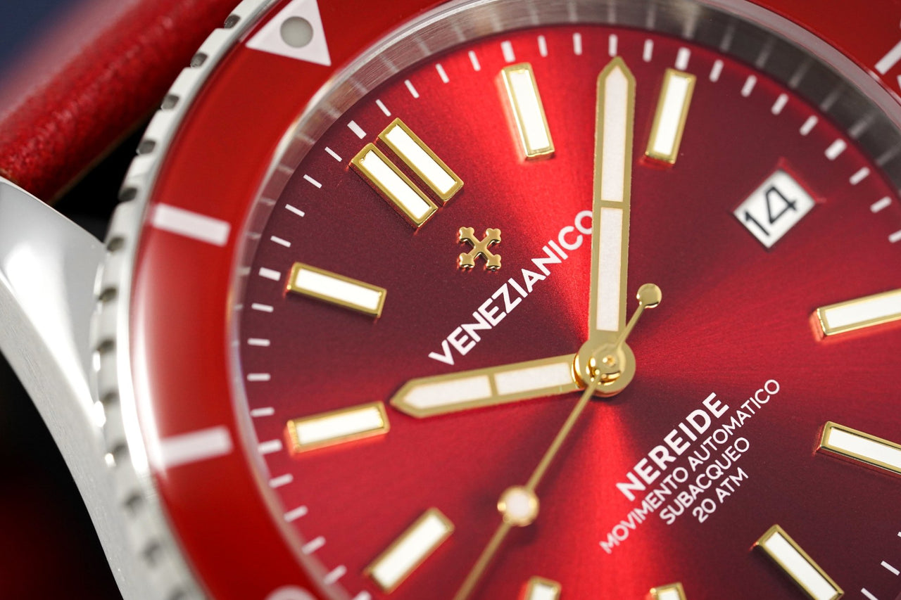 Venezianico Automatic Watch Nereide Red Leather 3321503 - Watches & Crystals