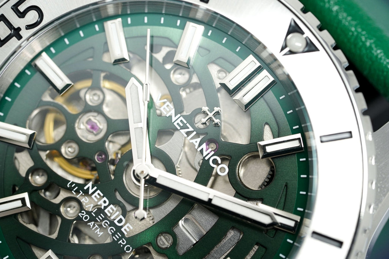 Venezianico Automatic Watch Nereide UltraLeggero Skeleton Green 3921501 - Watches & Crystals