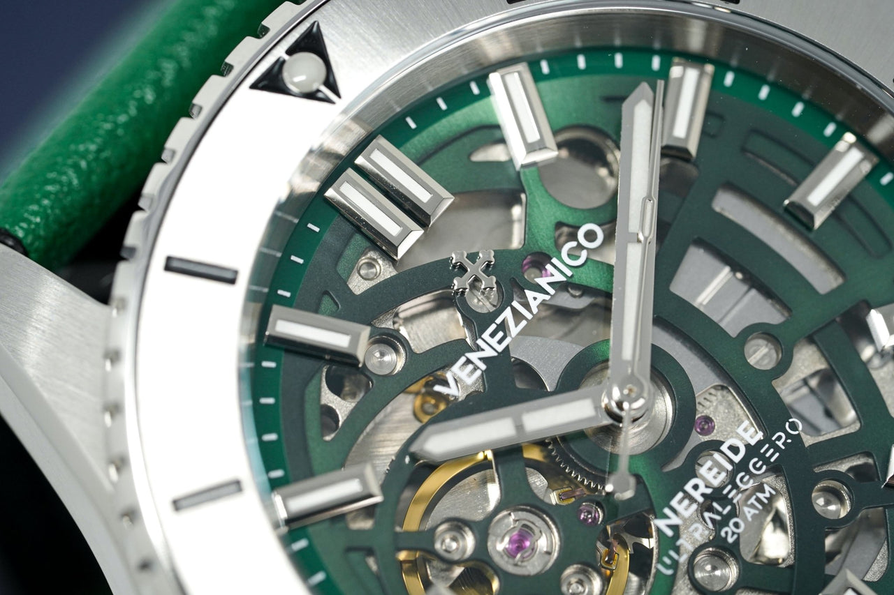 Venezianico Automatic Watch Nereide UltraLeggero Skeleton Green 3921501 - Watches & Crystals