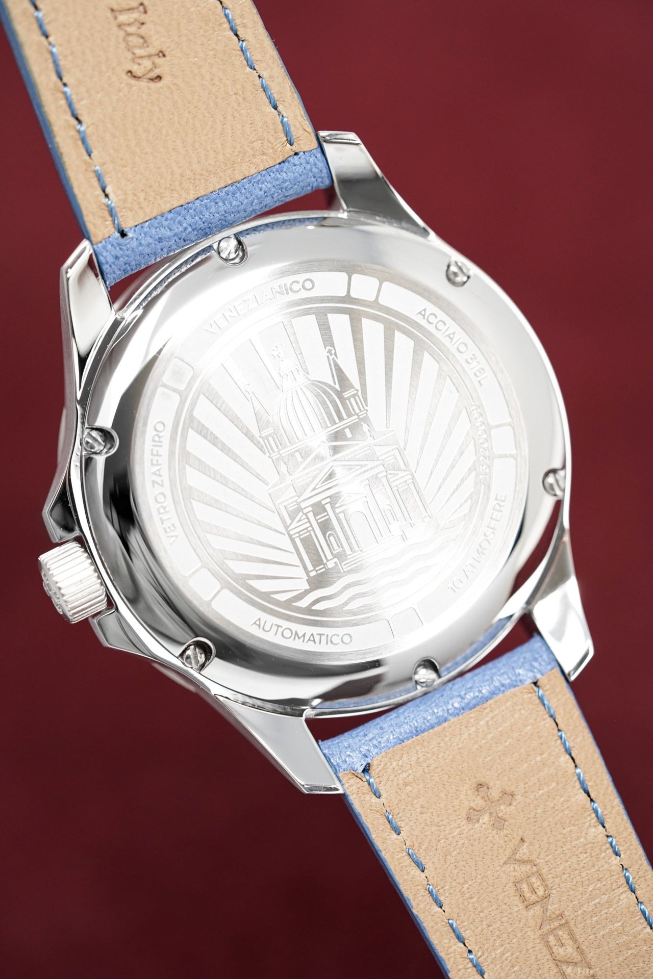 Venezianico Automatic Watch Redentore Riserva di Carica Blue Leather 1321502 - Watches & Crystals