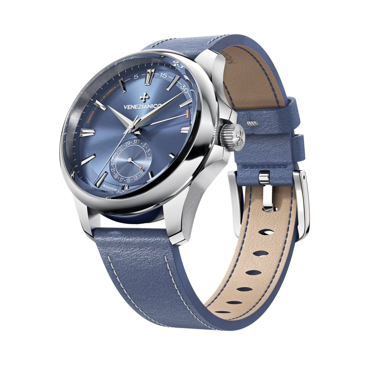 Venezianico Automatic Watch Redentore Riserva di Carica Blue Leather 1321502 - Watches & Crystals