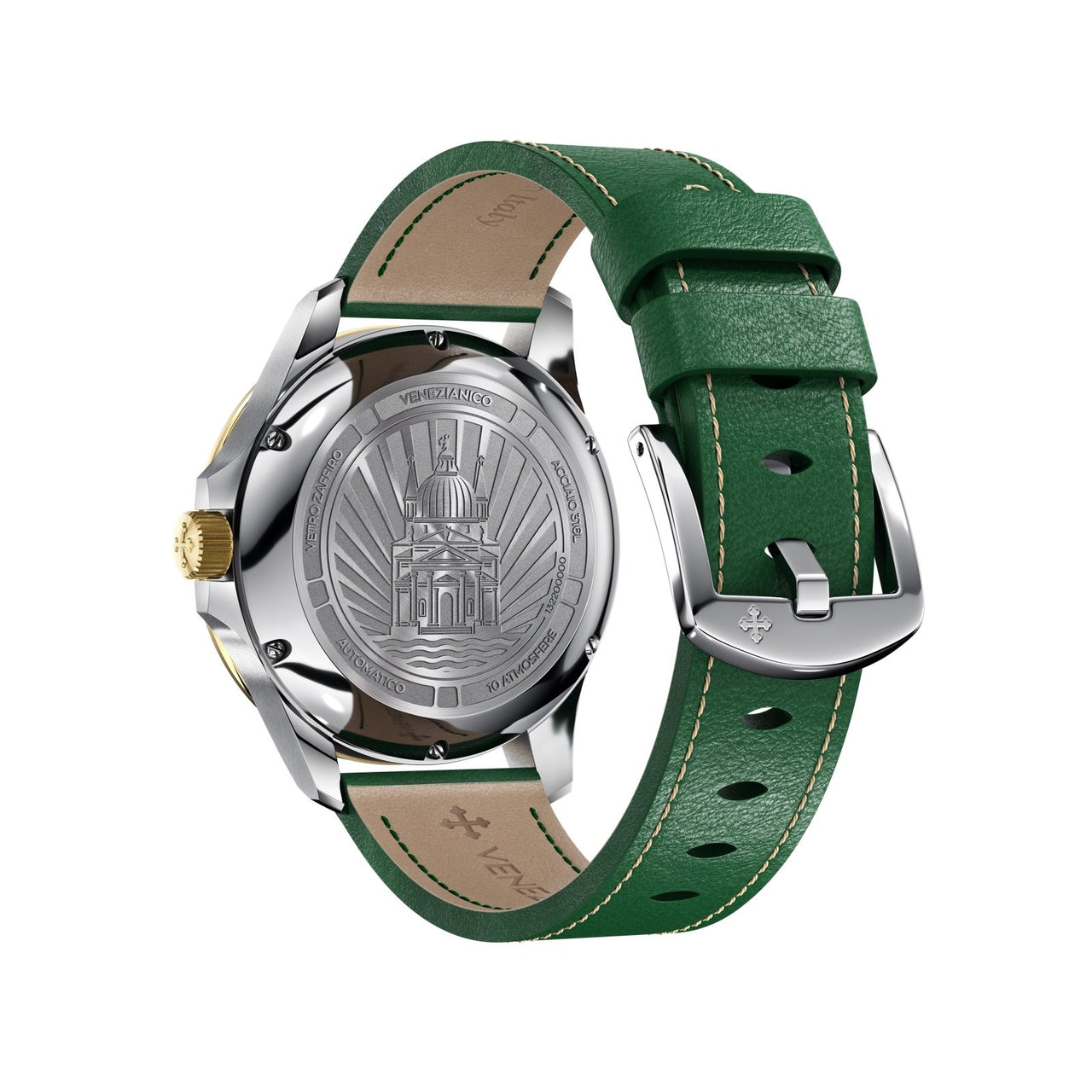 Venezianico Automatic Watch Redentore Riserva di Carica Green Leather 1321501 - Watches & Crystals