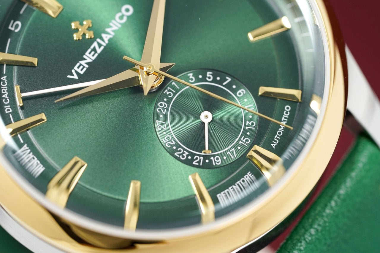 Venezianico Automatic Watch Redentore Riserva di Carica Green Leather 1321501 - Watches & Crystals