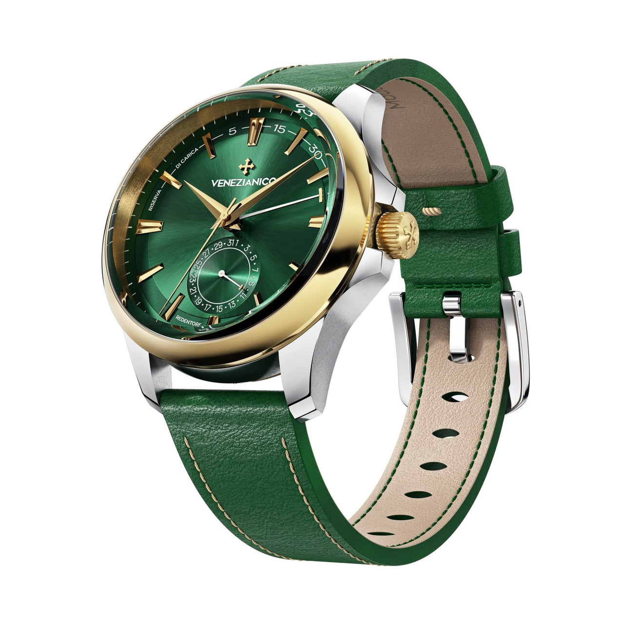 Venezianico Automatic Watch Redentore Riserva di Carica Green Leather 1321501 - Watches & Crystals