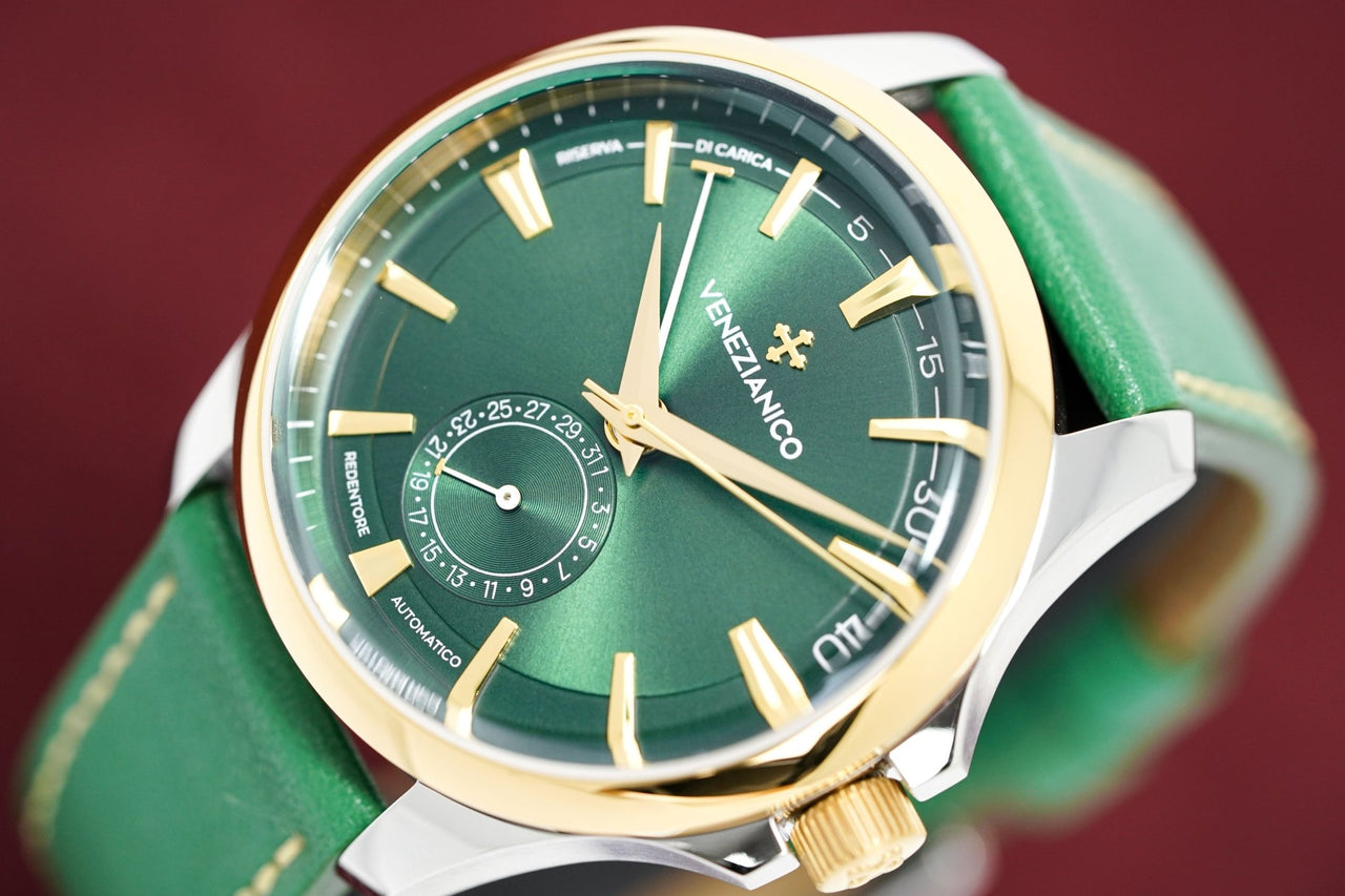 Venezianico Automatic Watch Redentore Riserva di Carica Green Leather 1321501 - Watches & Crystals