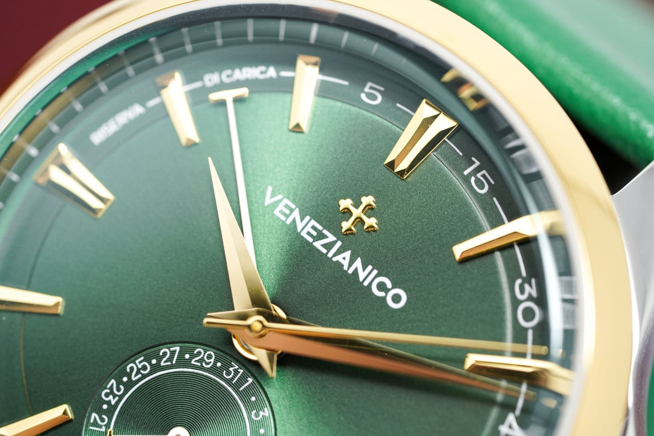 Venezianico Automatic Watch Redentore Riserva di Carica Green Leather 1321501 - Watches & Crystals