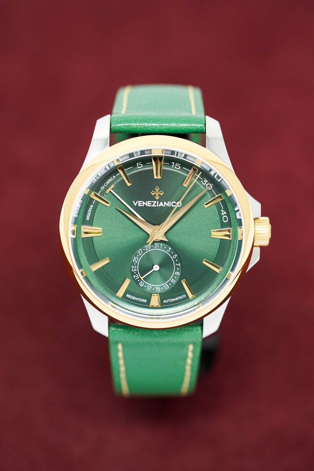 Venezianico Automatic Watch Redentore Riserva di Carica Green Leather 1321501 - Watches & Crystals