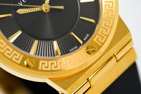 Thumbnail for Versace Ladies Watch Greca Logo Gold Black Leather VEVH00320 - Watches & Crystals