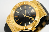 Thumbnail for Versace Ladies Watch Greca Logo Gold Black Leather VEVH00320 - Watches & Crystals