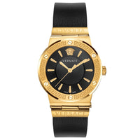 Thumbnail for Versace Ladies Watch Greca Logo Gold Black Leather VEVH00320 - Watches & Crystals