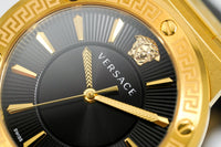 Thumbnail for Versace Ladies Watch Greca Logo Gold Black Leather VEVH00320 - Watches & Crystals