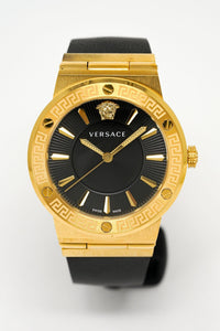 Thumbnail for Versace Ladies Watch Greca Logo Gold Black Leather VEVH00320 - Watches & Crystals