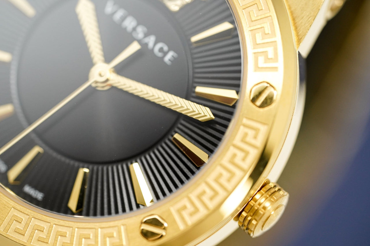 Versace Ladies Watch Greca Logo Gold Black VEVH00820 - Watches & Crystals