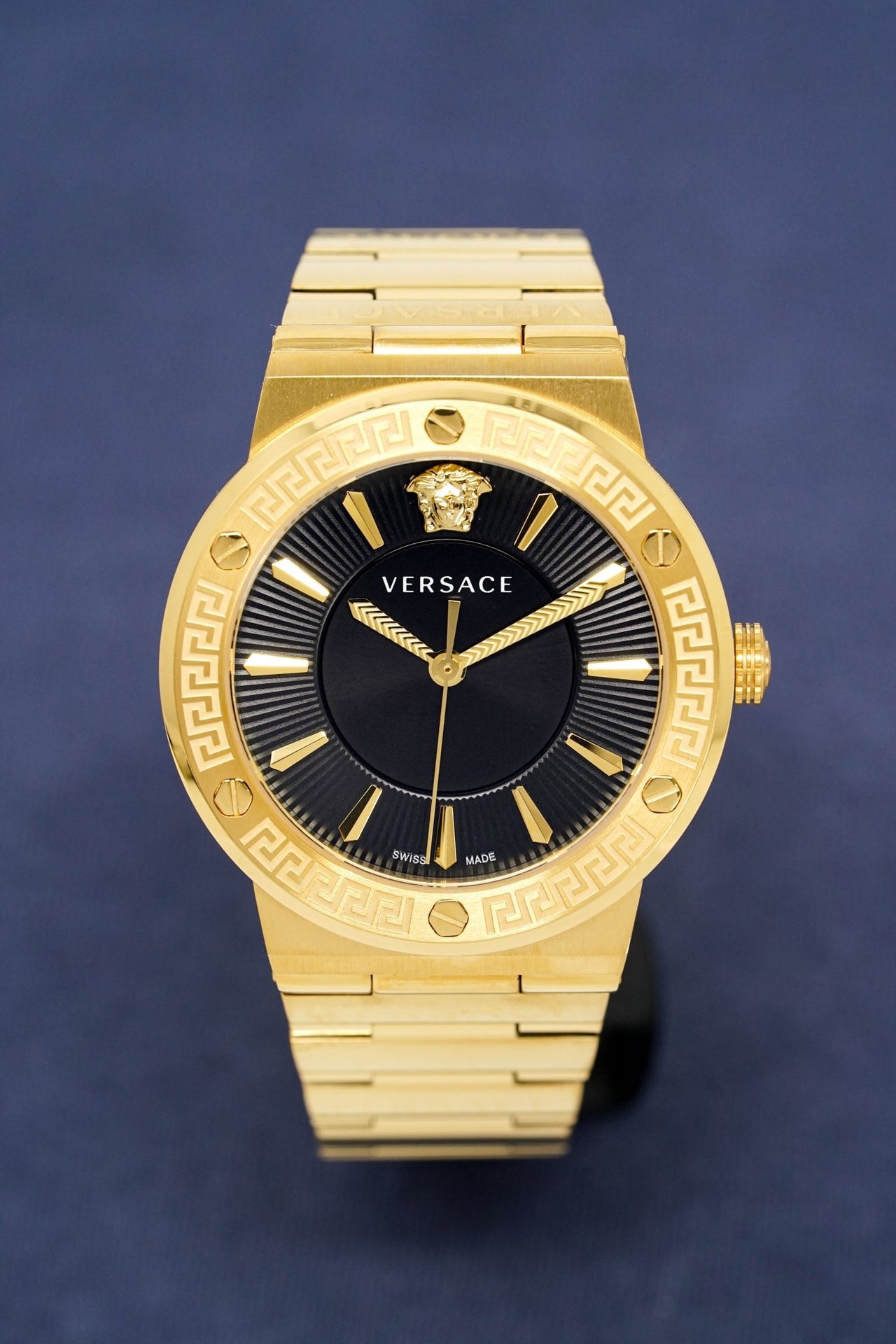 Versace Ladies Watch Greca Logo Gold Black VEVH00820 - Watches & Crystals