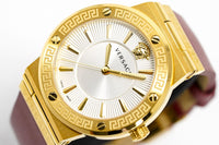 Thumbnail for Versace Ladies Watch Greca Logo Gold Red Leather VEVH00420 - Watches & Crystals