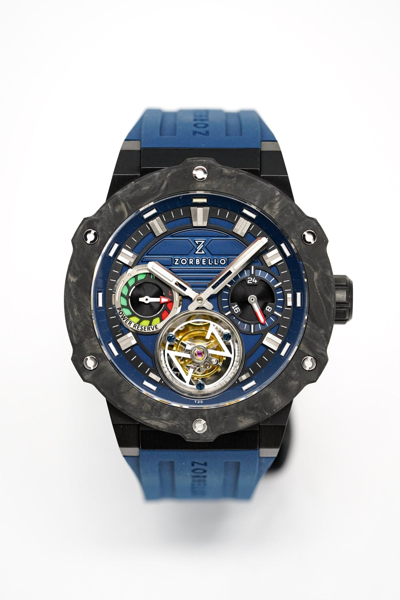 ZBAD004 – T3 Super-Luminova® Blue Watch Zorbello Tourbillon Tritium & Crystals Watches